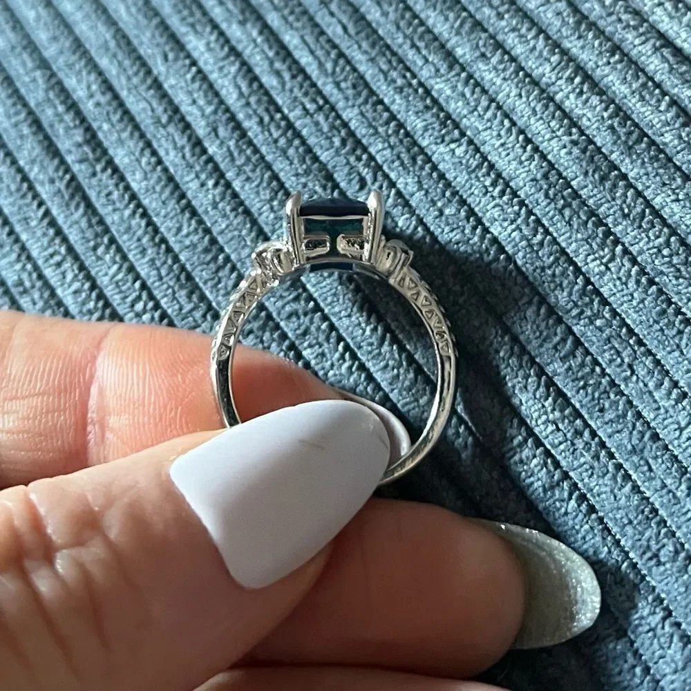 The Debutant In Blue cocktail ring in silver sz 6
